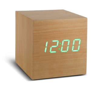 Béžový budík se zeleným LED displejem Gingko Cube Click Clock
