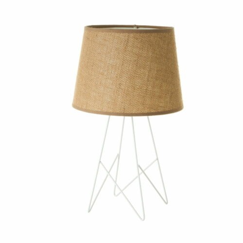 Bílá přírodní stolní lampa s textilním stínidlem (výška 38