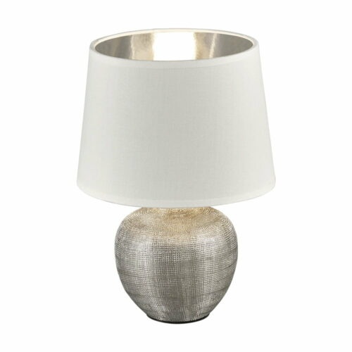 Bílá stolní lampa z keramiky a tkaniny Trio Luxor
