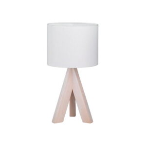 Bílá stolní lampa z přírodního dřeva a tkaniny Trio Ging
