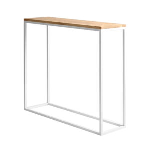 Bílý konzolový stolek s dubovou deskou Custom Form Julita