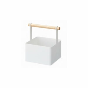 Bílý multifunkční box s detailem z bukového dřeva YAMAZAKI Tosca Tool Box