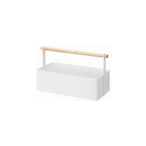 Bílý multifunkční box s detailem z bukového dřeva YAMAZAKI Tosca Tool Box