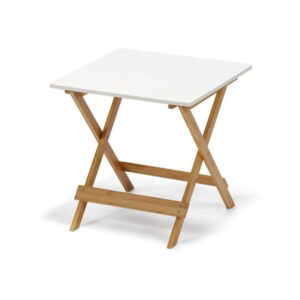 Bílý sklápěcí stolek s bambusovými nohami loomi.design Lora