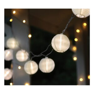 Bílý světelný LED řetěz s lampiony vhodný do exteriéru Star Trading Festival