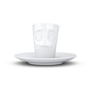 Bílý zklamaný porcelánový hrneček na espresso s podšálkem 58products