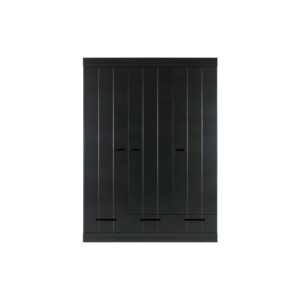 Černá šatní skříň s konstrukcí z borovicového dřeva WOOOD Connect