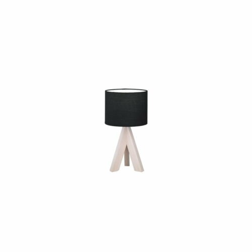 Černá stolní lampa z přírodního dřeva a tkaniny Trio Ging