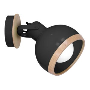 Černé nástěnné svítidlo s dřevěnými detaily Homemania Oval