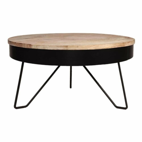 Černý konferenční stolek s deskou z mangového dřeva LABEL51 Saran