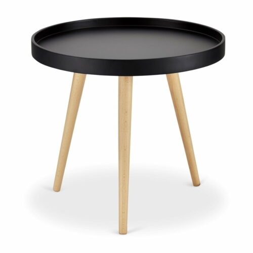 Černý odkládací stolek s nohami z bukového dřeva Furnhouse Opus