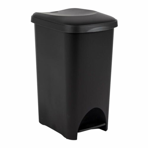 Černý pedálový plastový odpadkový koš 40 l - Addis