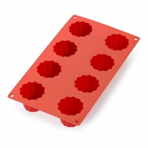 Červená silikonová forma na 8 mini bábovek Lékué