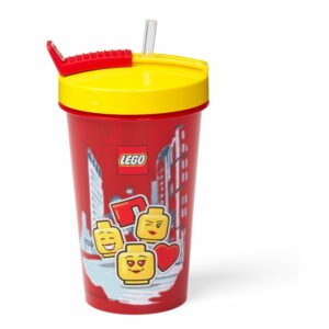 Červený kelímek se žlutým víčkem a brčkem LEGO® Iconic