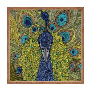 Dřevěný dekorativní servírovací tác Peacock