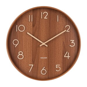Hnědé nástěnné hodiny z lipového dřeva Karlsson Pure Medium