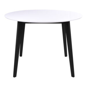 Jídelní stůl s bílou deskou a černýma nohama z kaučukového dřeva House Nordic Vojens