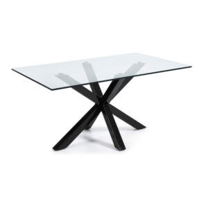 Jídelní stůl se skleněnou deskou La Forma s černým podnožím