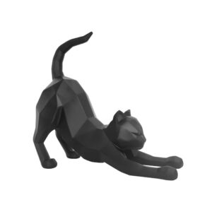 Matně černá soška PT LIVING Origami Stretching Cat