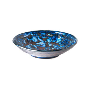 Modrý keramický hluboký talíř MIJ Copper Swirl