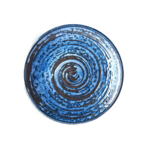 Modrý keramický talíř MIJ Copper Swirl
