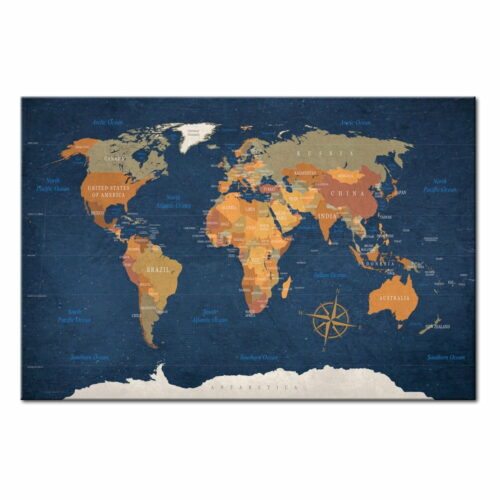 Nástěnka s mapou světa Bimago Ink Oceans