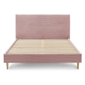 Růžová manšestrová dvoulůžková postel Bobochic Paris Anja Light
