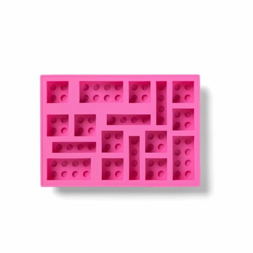 Růžová silikonová forma na led ve tvaru dílků LEGO®