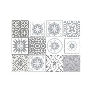 Sada 12 nástěnných samolepek Ambiance Cement Tiles Shades of Gray Cordoba