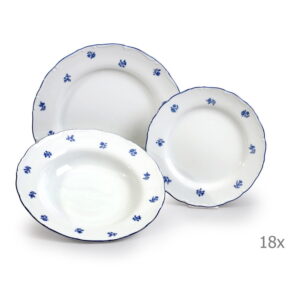 Sada 18 porcelánových talířů s modrou kytičkou Thun Ophelia