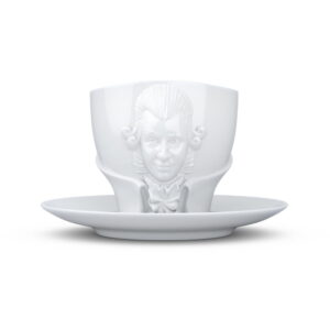 Bílý porcelánový šálek s podšálkem 58products Wolfgang Amadeus Mozart