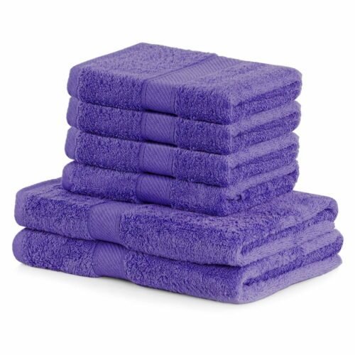 Set 2 tmavě fialových osušek a 4 ručníků DecoKing Bamby Purple