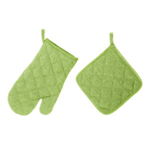 Set limetkově zelené chňapky a rukavice Unimasa
