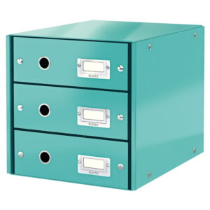 Tyrkysově modrý box se 3 zásuvkami Leitz Office