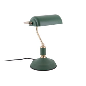 Zelená stolní lampa s detaily ve zlaté barvě Leitmotiv Bank