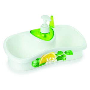 Zelený stojan na mytí nádobí s dávkovačem saponátu Snips