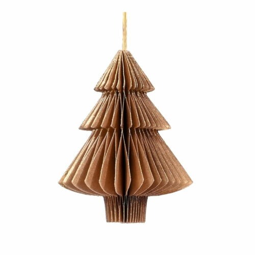 Zlatavě hnědá papírová vánoční ozdoba ve tvaru stromu Only Natural