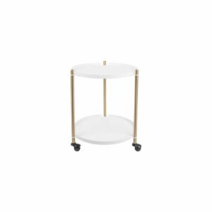 Kovový odkládací stolek v bílo-zlaté barvě Leitmotiv Thrill