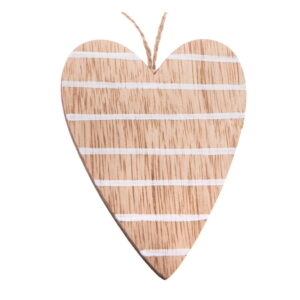 Sada 5 dřevěných závěsných ozdob ve tvaru srdce Dakls