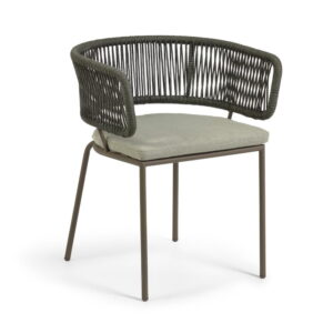 Zahradní židle s ocelovou konstrukcí a zeleným výpletem La Forma Nadin