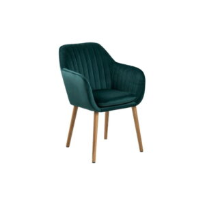 Zelená jídelní židle s dřevěným podnožím loomi.design Emilia