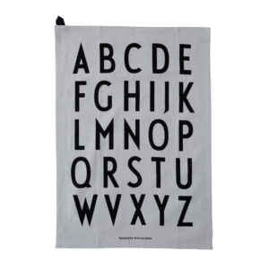 Šedá bavlněná utěrka Design Letters Alphabet