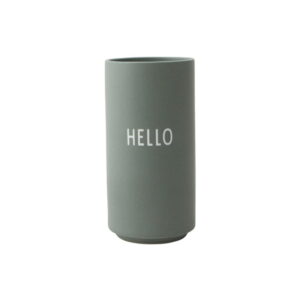 Zelená porcelánová váza Design Letters Hello
