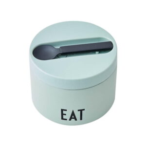 Zelený svačinový termo box s lžící Design Letters Eat