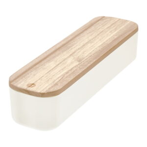 Bílý úložný box s víkem ze dřeva paulownia iDesign Eco