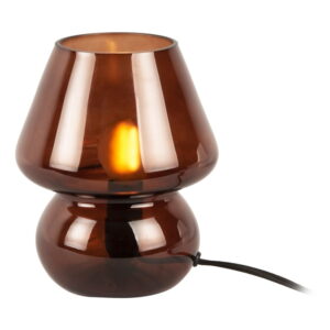 Tmavě hnědá skleněná stolní lampa Leitmotiv Glass