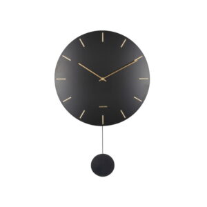 Černé nástěnné kyvadlové hodiny Karlsson Impressive