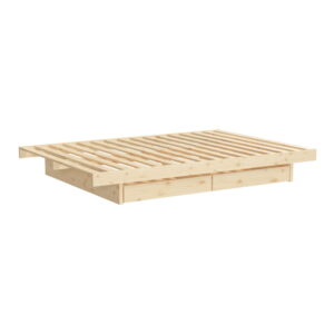 Dvoulůžková postel z borovicového dřeva s úložným prostorem Karup Design Kanso