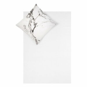 Bílo-šedé povlečení na jednolůžko z bavlněného perkálu Westwing Collection Malin