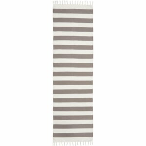 Béžovo-šedý ručně tkaný bavlněný běhoun Westwing Collection Blocker